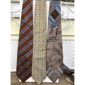 Ermenegildo Zegna 3 Mens Vtg Tie Necktie 100% Silk Wide Raleigh’s Carre GS Italy
